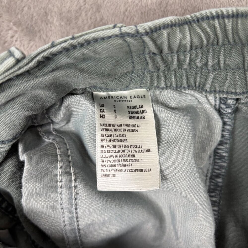 American Eagle Stretch Cargo Pants Women’s 0 Green Utility Y2K Cotton Blend - Picture 7 of 7